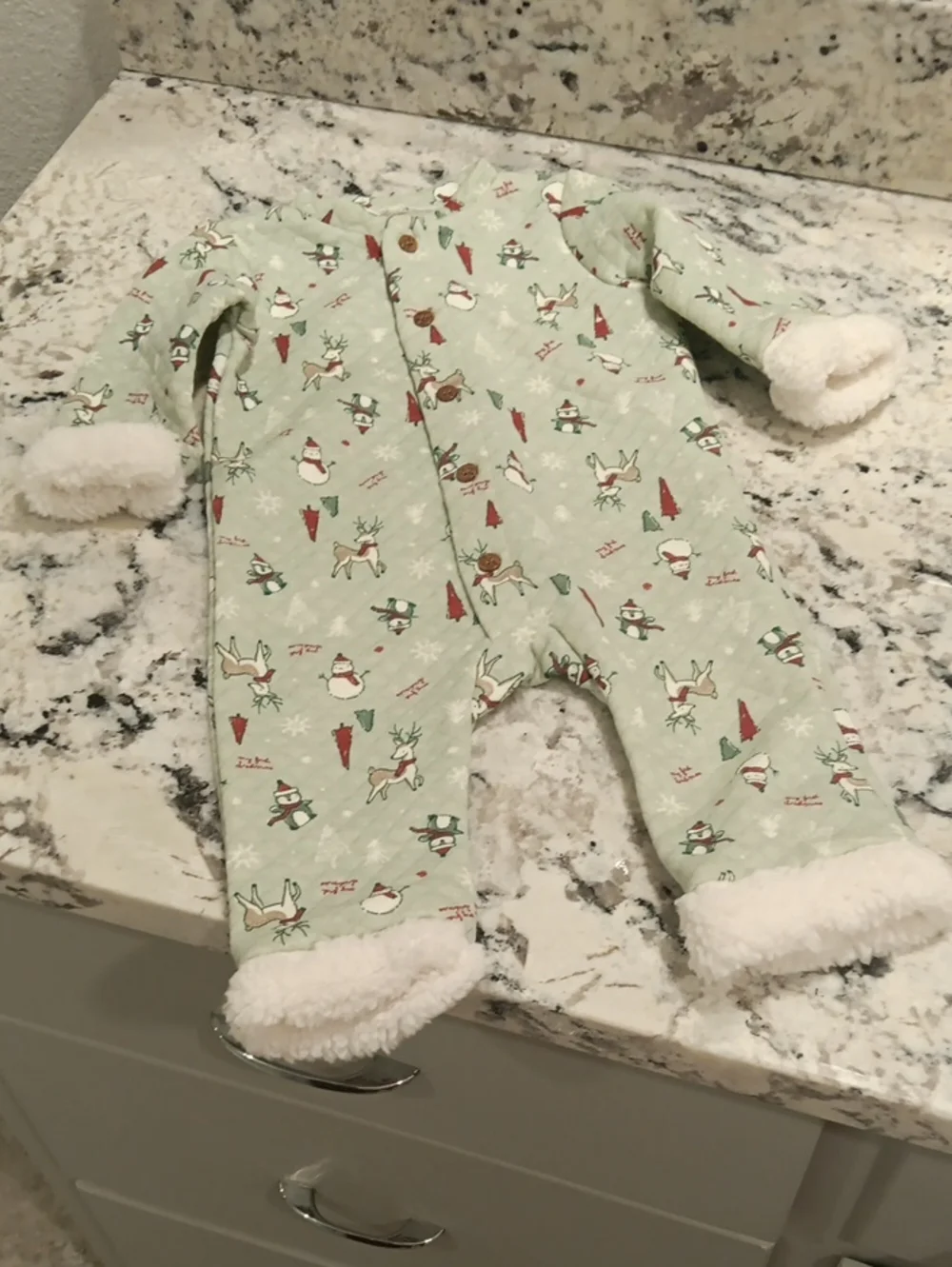 Kyle& Deena 3-6 mo. Mint Green Holiday Print Baby One-Piece